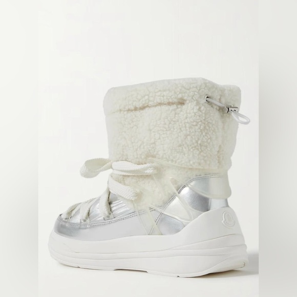 MONCLER Insolux M Rubber Trimmed Fleece Metallic and Leather Snow Boots - NWT - Picture 3 of 14